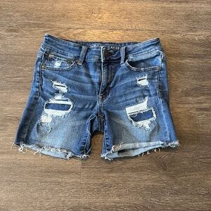American Eagle Outfitters Blue Distressed Jean Shorts